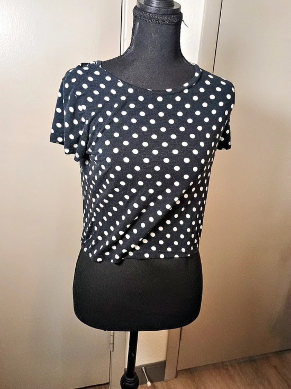 Cotton On Polka Dot Short Sleeve Top in Black & White Size Small